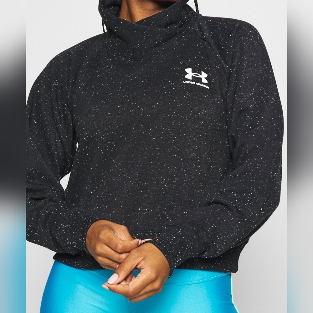 Under Armour Rival Fleece Women's Black Speckled Loose Fit Hoodie ~ Size Large